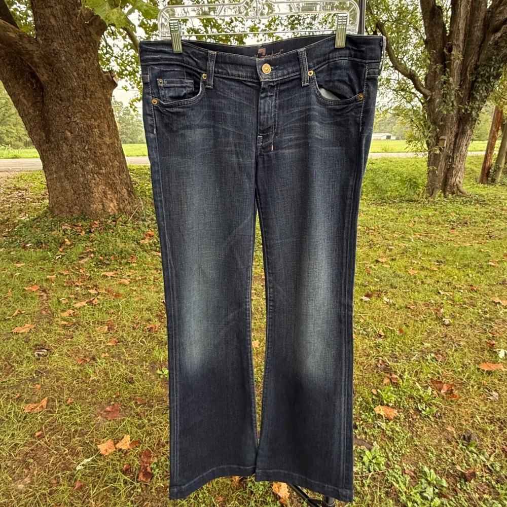 7 For All Mankind Dojo Dark Wash Flare Jeans Size 31 U115202S-202S Y2K Retro